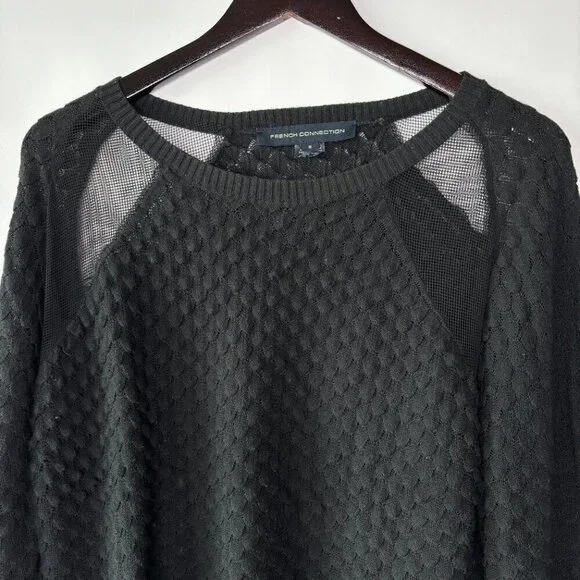 French Connection Women's Wool Blend Mesh Long Sleeve Sweater Size Small - Picture 2 of 7